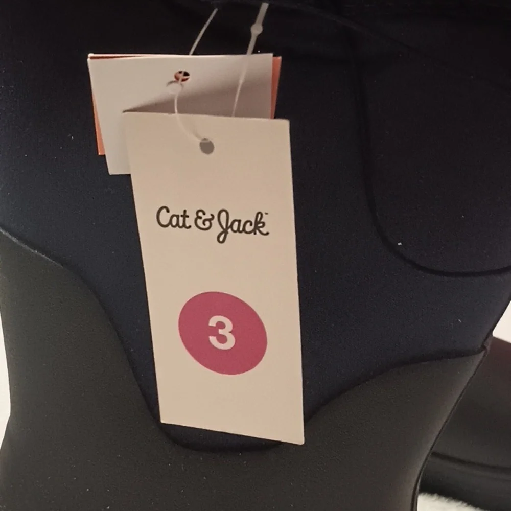 Cat & Jack Waterproof Black and Dark Blue Kids Boots